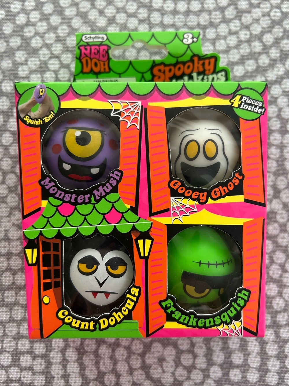 NEEDOH Spooky Squishkins - Pink Pack (Includes Green, Purple, Black, White)
